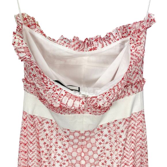 NWT ALEXIS Women's JUMPSUIT Spaghetti Strap EMBROIDERED White Red Size MEDIUM - Picture 4 of 9